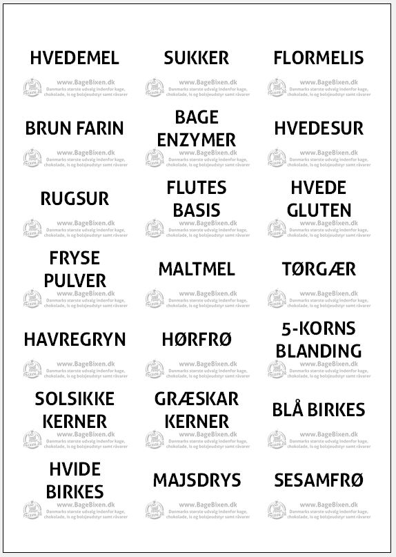 Etiketter til Condibøtter 2 ark, labels - BageBixen.dk