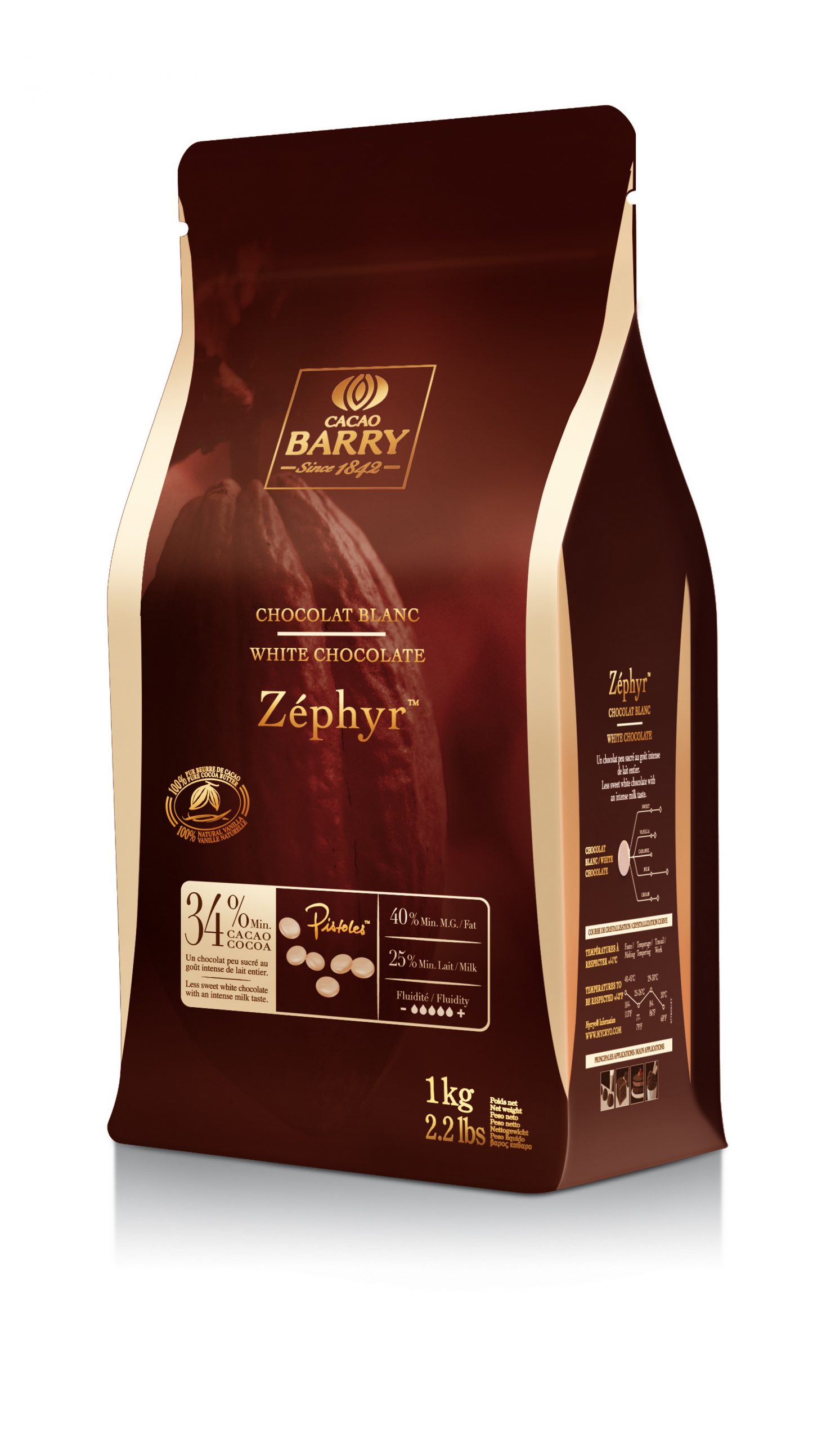 Cacao Barry Zephyr Hvid Chokolade - 34%, 1 kg
