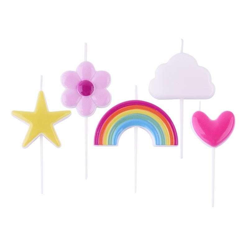 Rainbow Fødselsdagslys, 5 stk. - PME