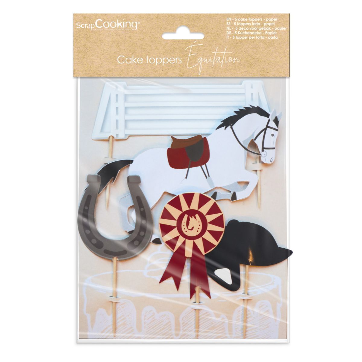 Hest/Ridning Cake Toppers - 5 stk., Scrapcooking