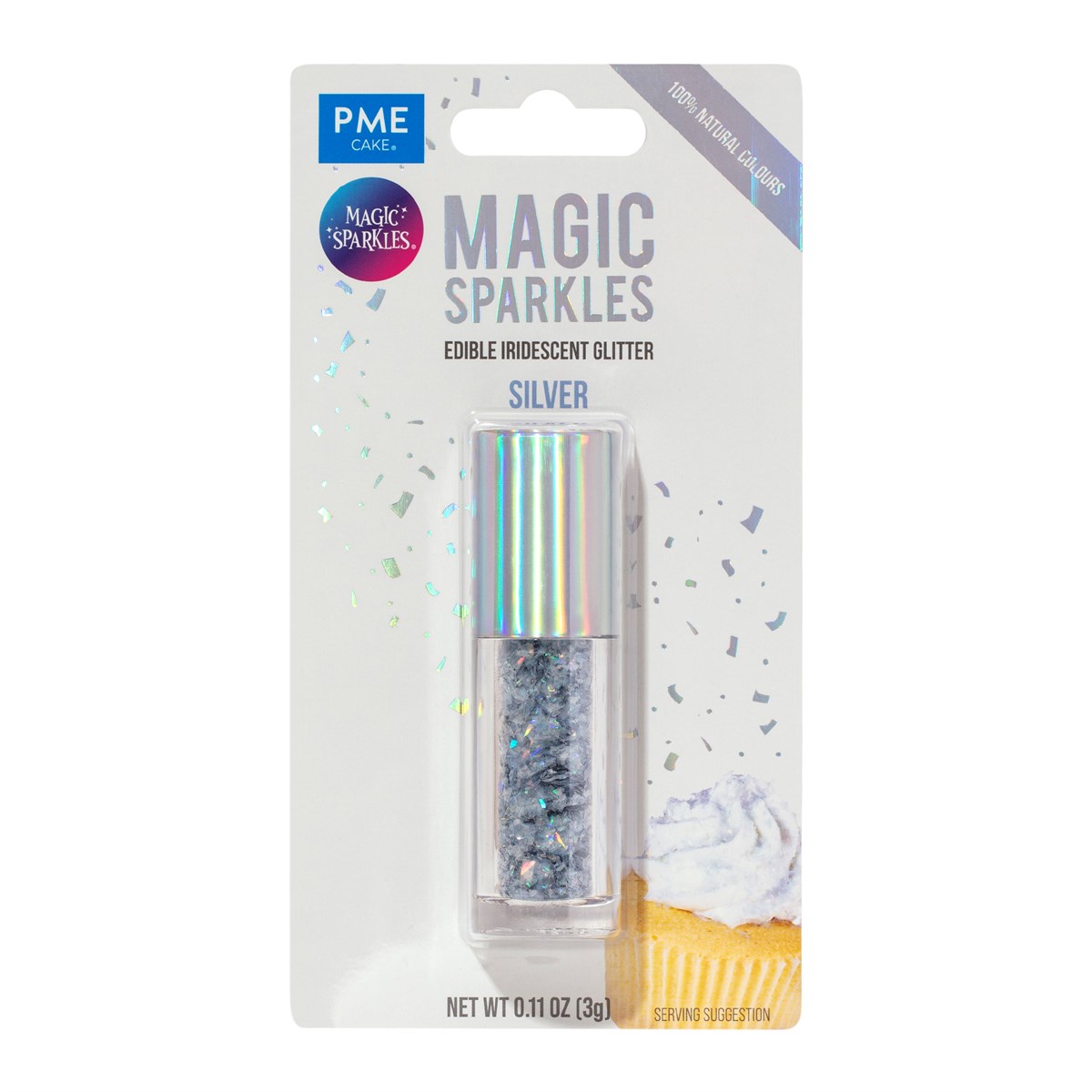 Magic Sparkles Silver - Spiselig Glitrende Glimmer 3g, PME