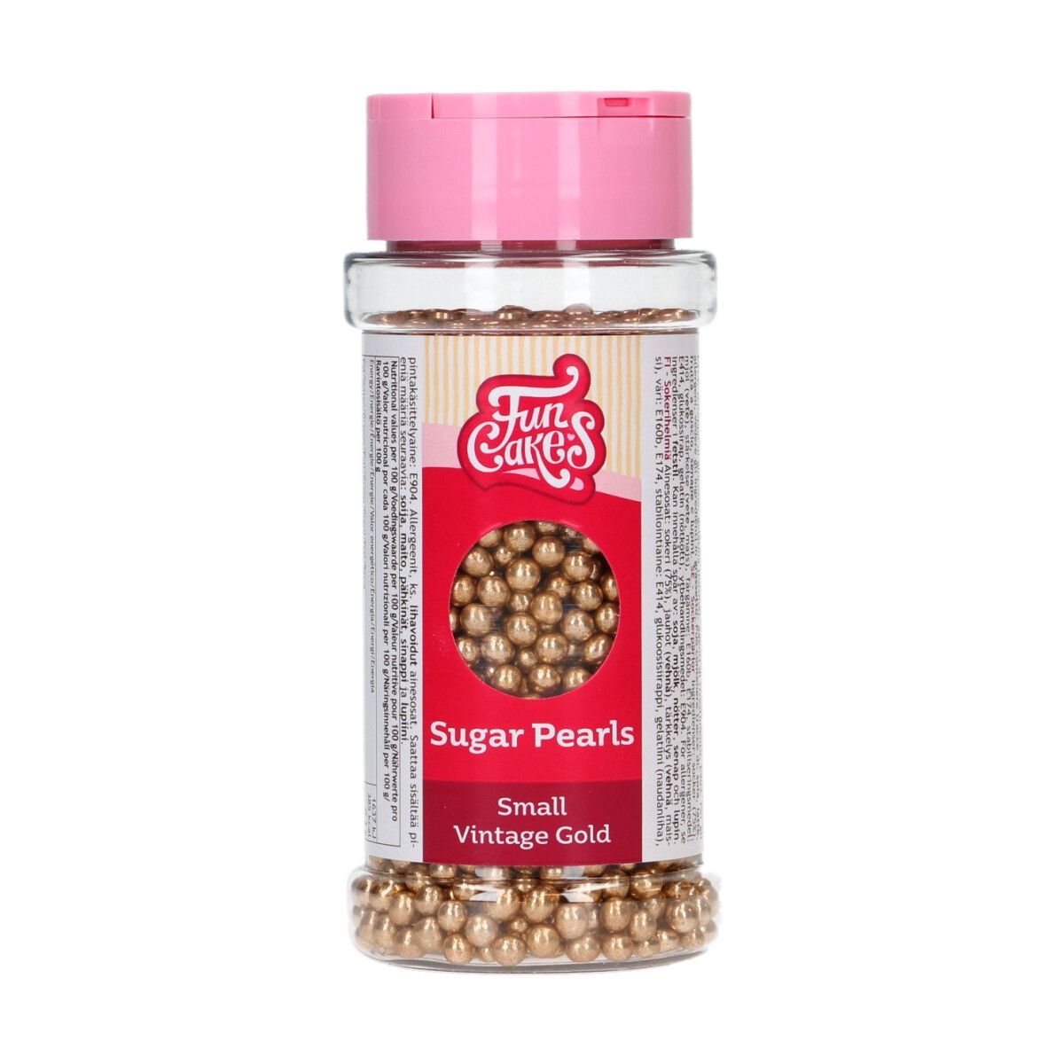 Vintage Guld Metallic Sukkerperler Small - 80g, FunCakes