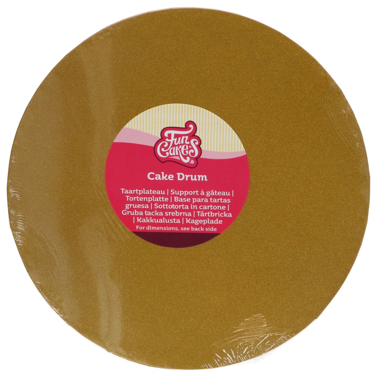 Kagefad Rund Shimmering Gold, Ø 25 cm - FunCakes