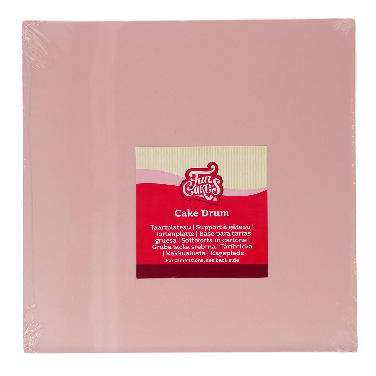 Kagefad Firkantet, Pastel Pink 25 x 25 cm - FunCakes