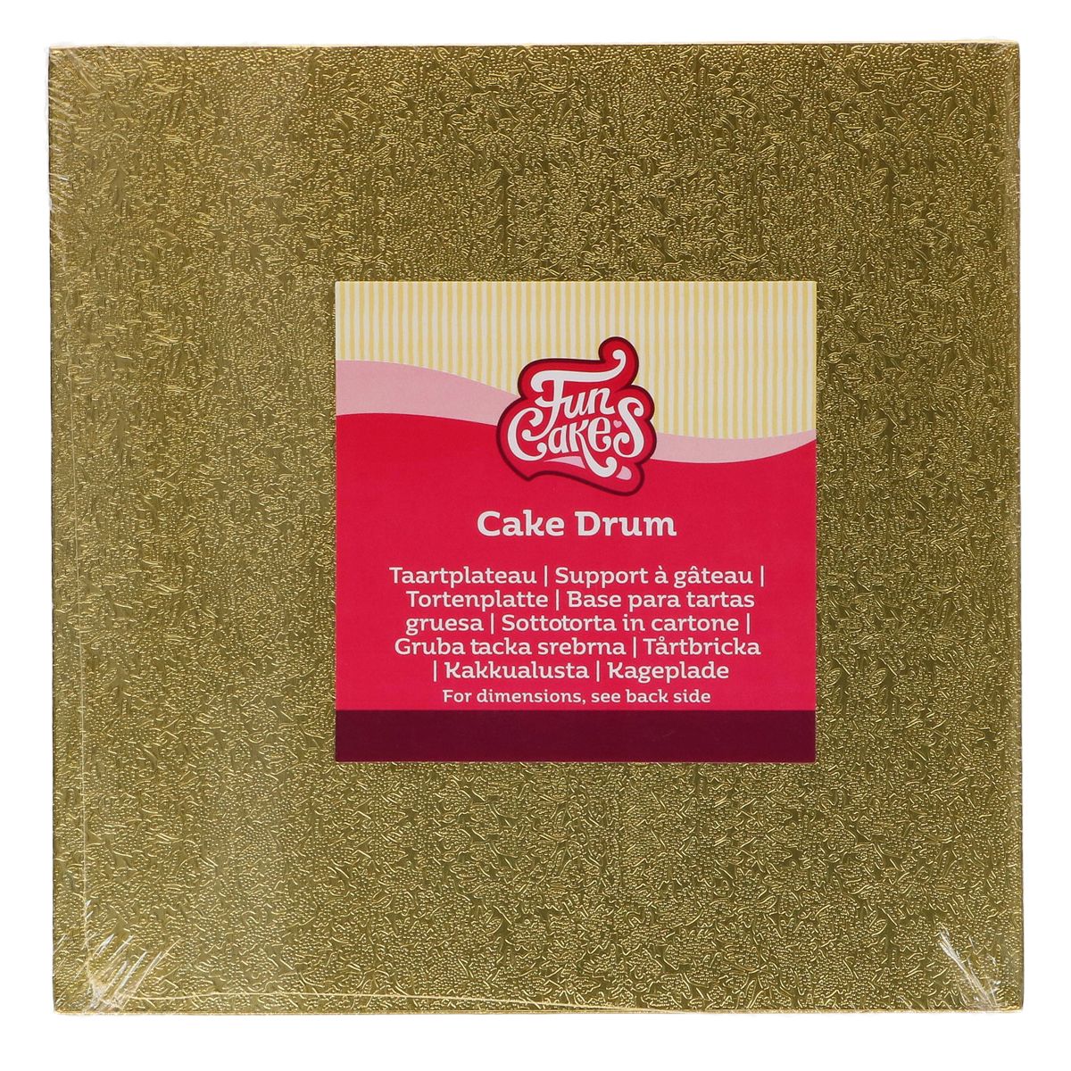 Kagefad Firkantet, Guld 33 x 33 cm - FunCakes