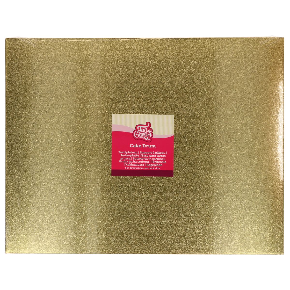 Kagefad Retangulær, Guld 45 x 35 cm - FunCakes