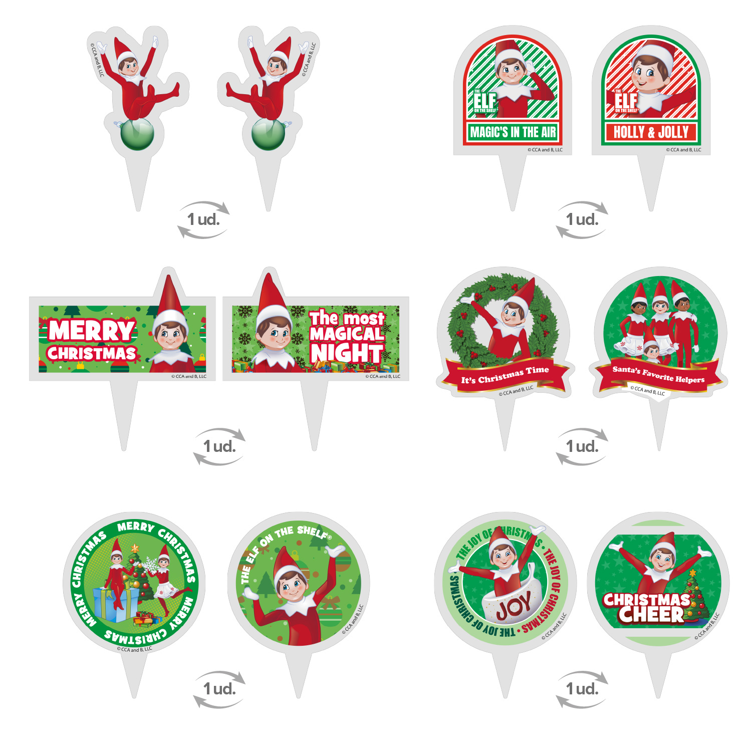339281-KIT DECORACION ENVOLTURA CUPCAKE CON TOPPERS THE ELF 12UD_1