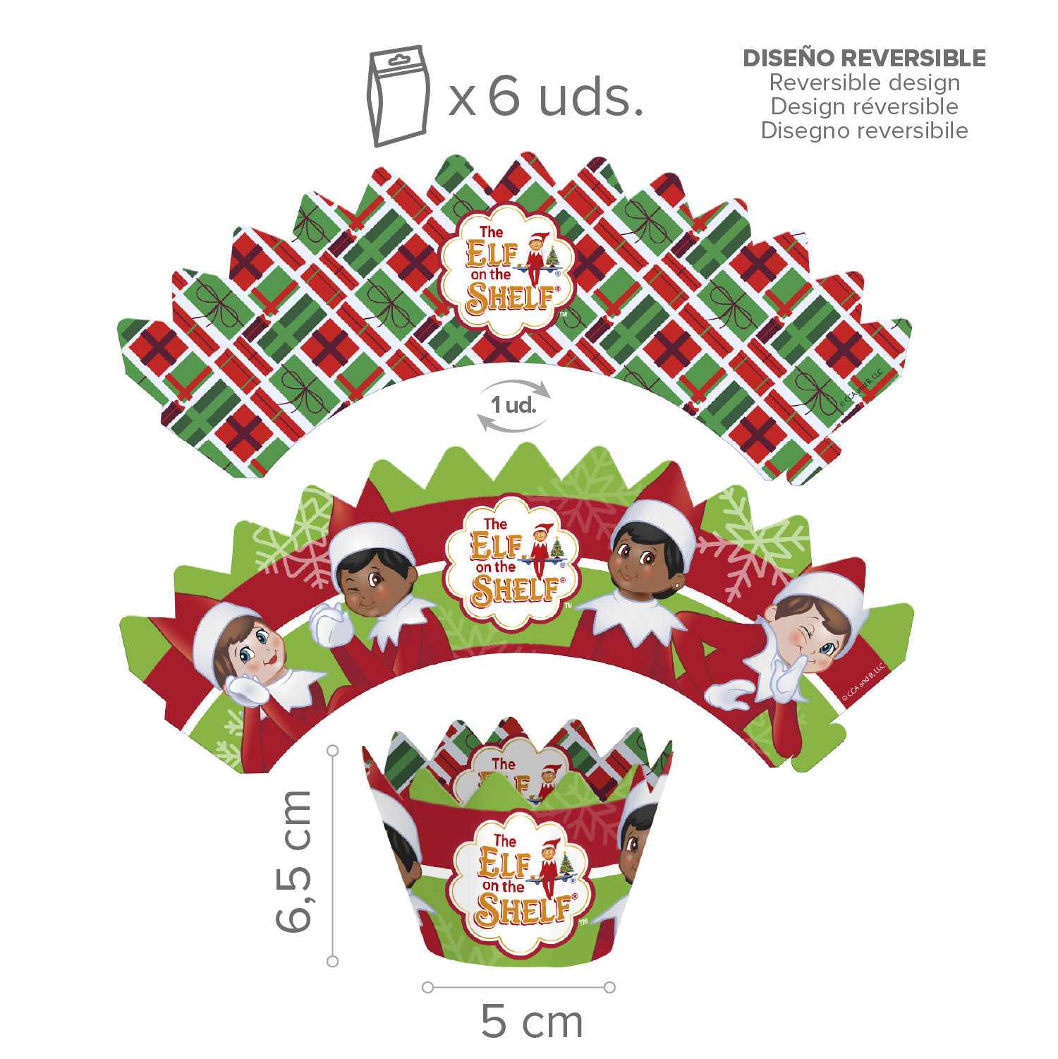 339281-KIT DECORACION ENVOLTURA CUPCAKE CON TOPPERS THE ELF 12UD_4