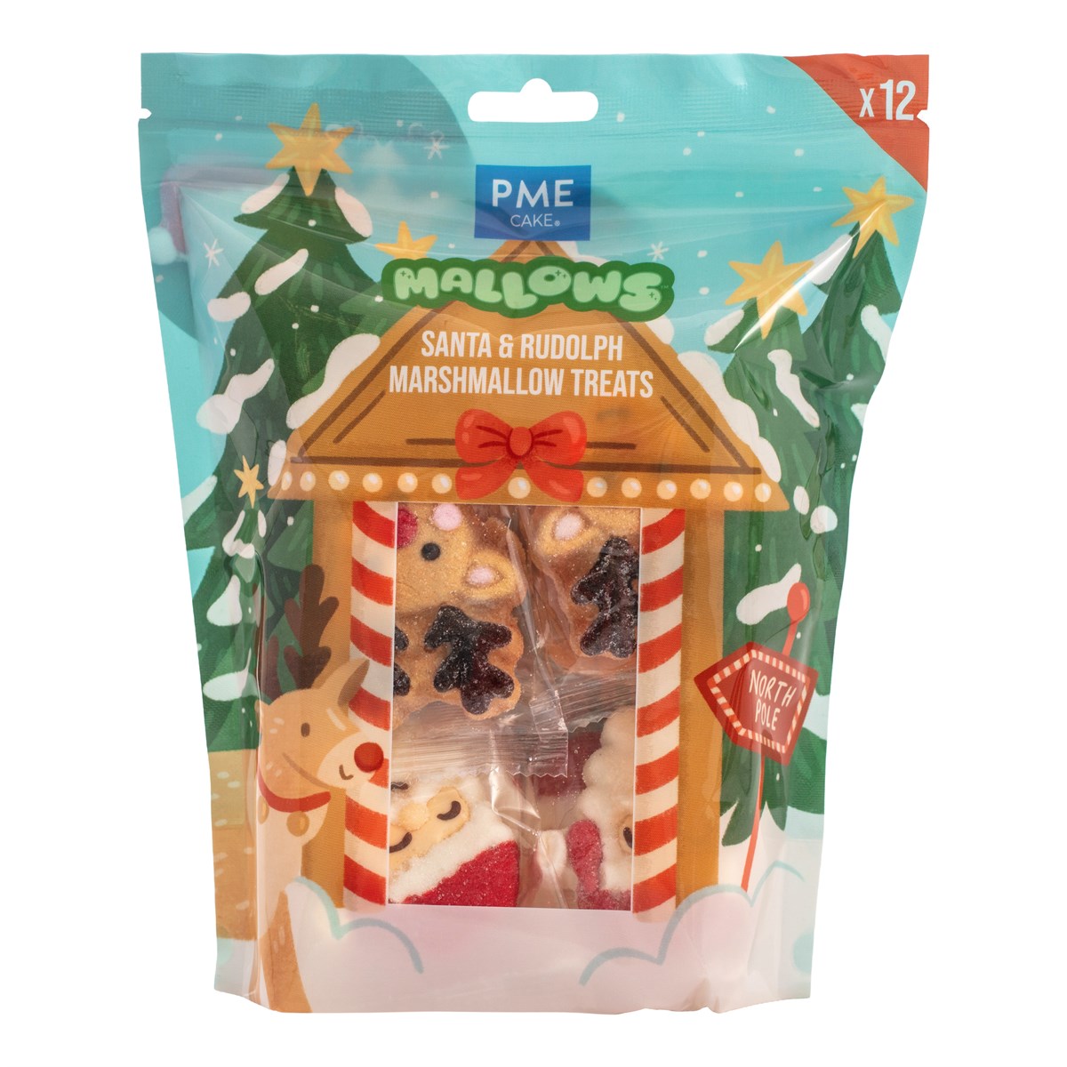 Marshmallow – Julemand og Rudolf 12 stk 180g, PME